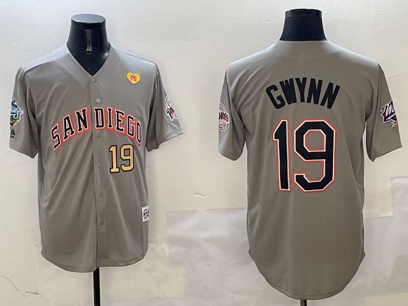 Men San Diego Padres 19 Gwynn Grey Throwback Game 2025 Nike MLB Jersey style 31213